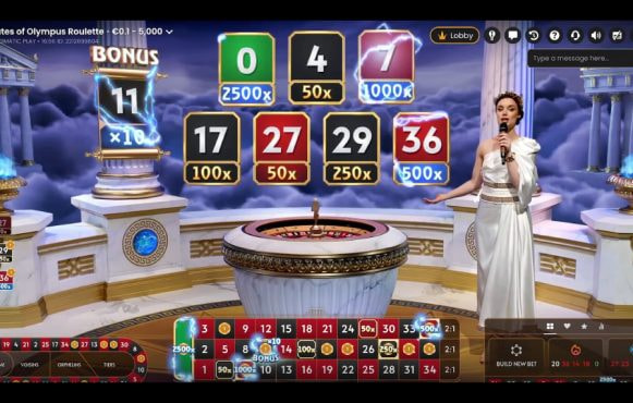 ​​​Screenshot from the New Gates of Olympus Roulette Live by Pragmatic Play