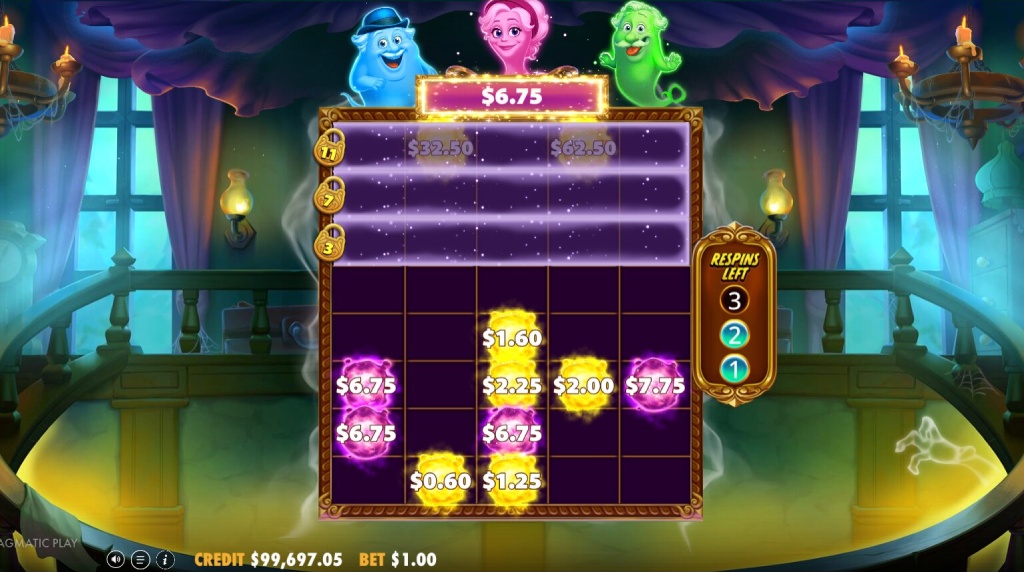 Screenshot from the Ghost Respin Feature of Great Ghosts