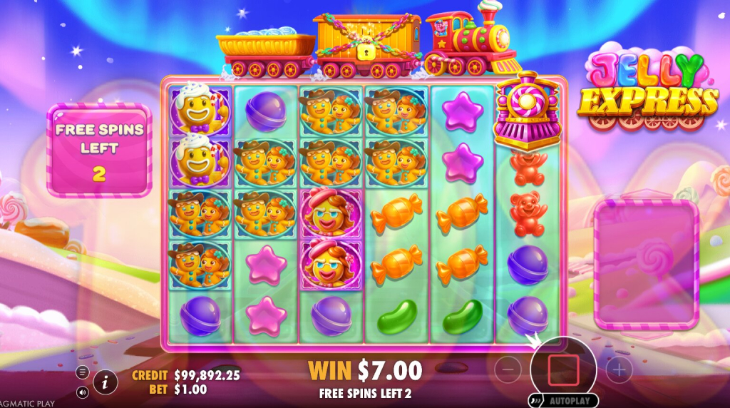 Screenshot from the Free Spins Feature of Jelly Express