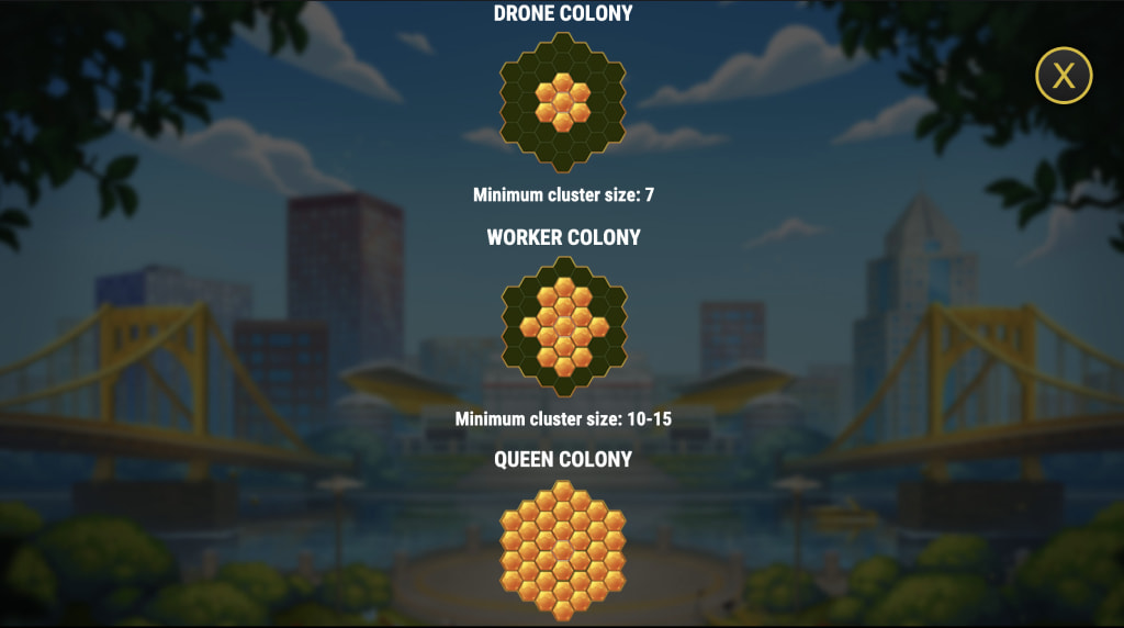 Skärmbild som visar kolonifunktionen i Honey Rush Black and Yellow