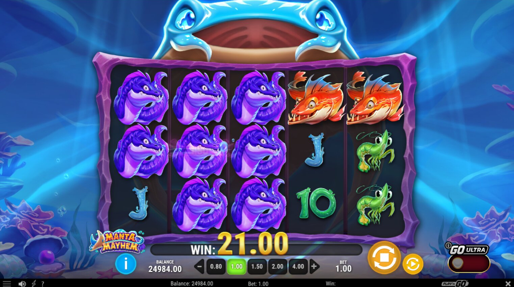 Screenshot from the New Manta Mayhem Slot by Play'n GO