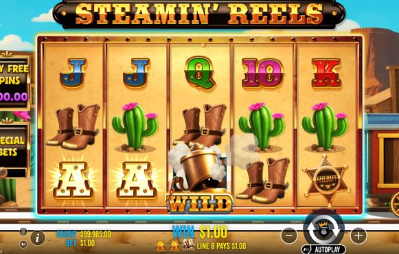 Screenshot from the New Steamin' Reels Slot by Pragmatic Play