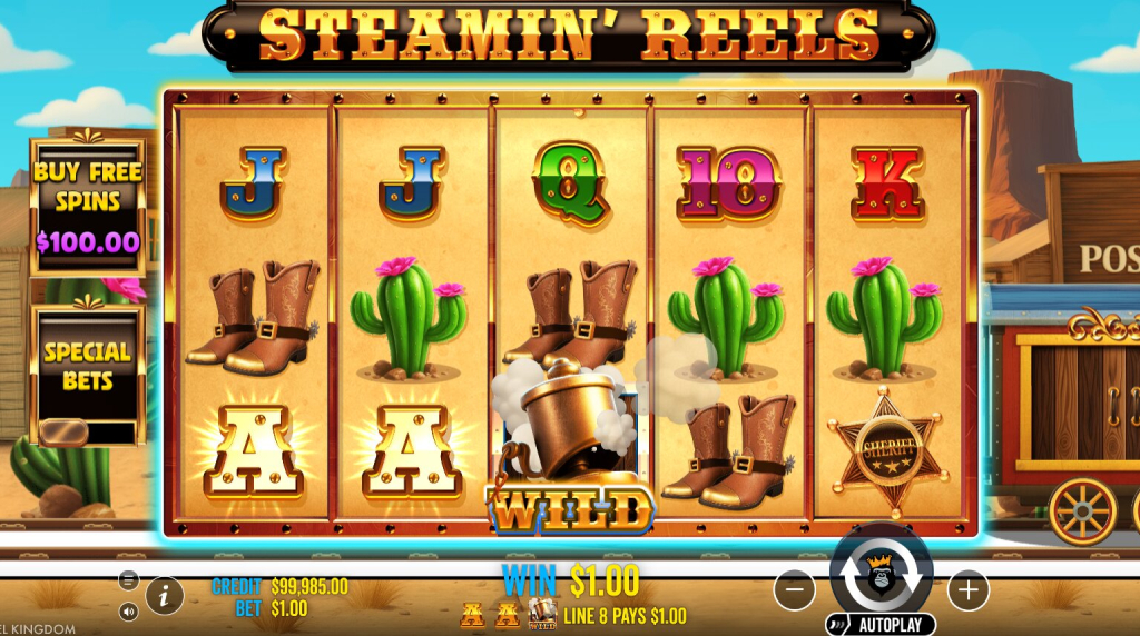 Screenshot from the New Steamin' Reels Slot by Pragmatic Play