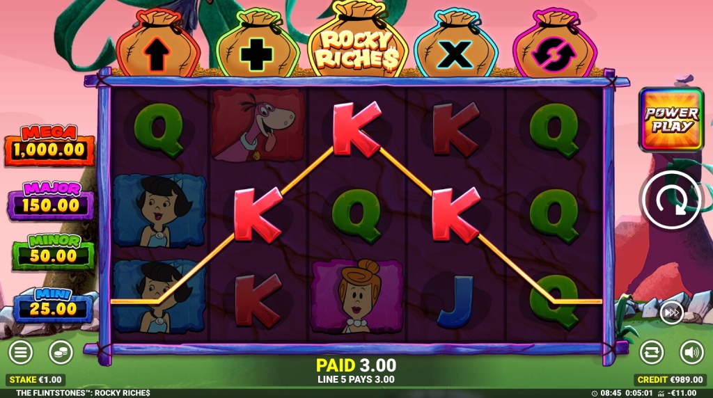 Screenshot from the New the Flintstones Rocky Riches Slot by Blueprint Gaming