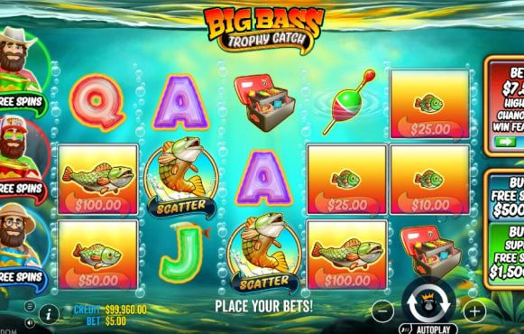 Screenshot from the New Big Bass Trophy Catch Slot by Pragmatic Play