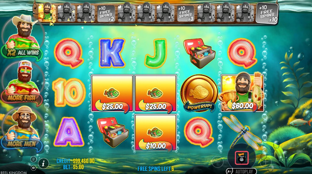 Screenshot from the free spins of Big Bass Trophy Catch