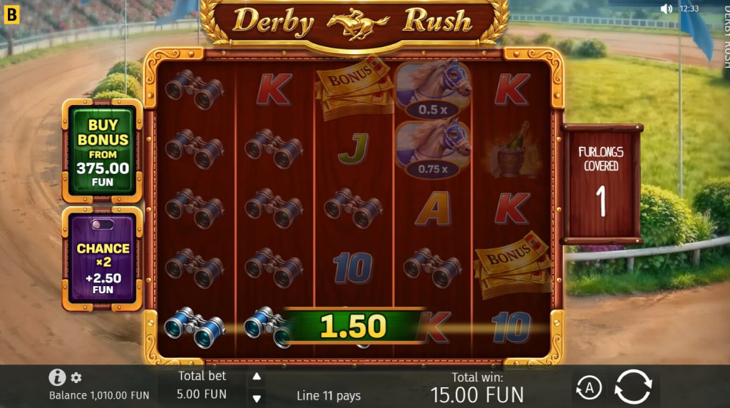 Screenshot from the New Derby Rush Slot by BGaming