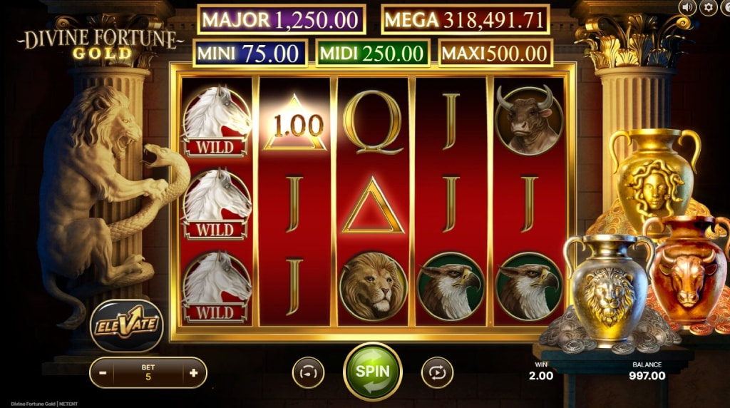 Screenshot from the New Divine Fortune Gold Slot by NetEnt