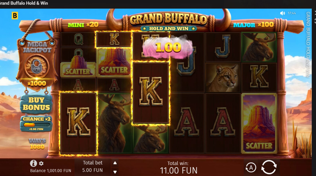 Screenshot from the New Grand Buffalo Hold and Win Slot by BGaming