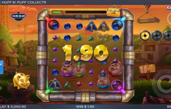 Screenshot from the New Huff N' Puff CollectR Slot by ELK Studios