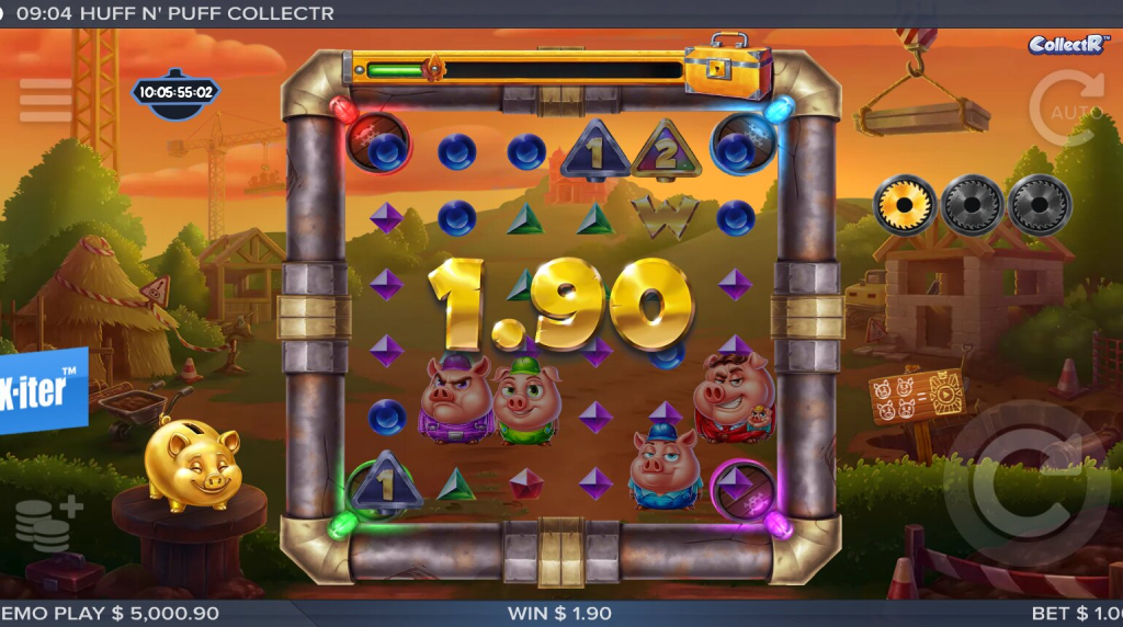 Screenshot from the New Huff N' Puff CollectR Slot by ELK Studios