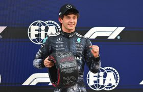 Kimi Antonelli with his Pirelli Pole Position award during the 2026 Japanese Grand Prix weekend.