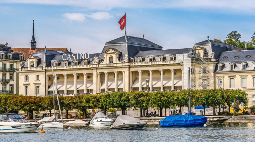 Lake Lucerne, Switzerland, with Its Casino in Full View