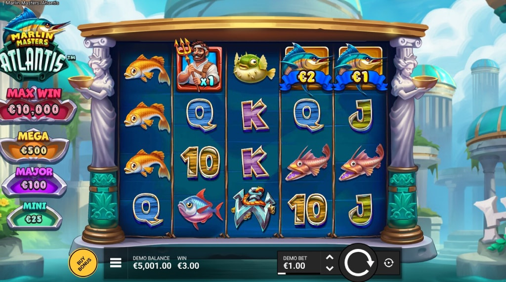 Screenshot from the New Marlin Masters Atlantis Slot by Hacksaw Gaming