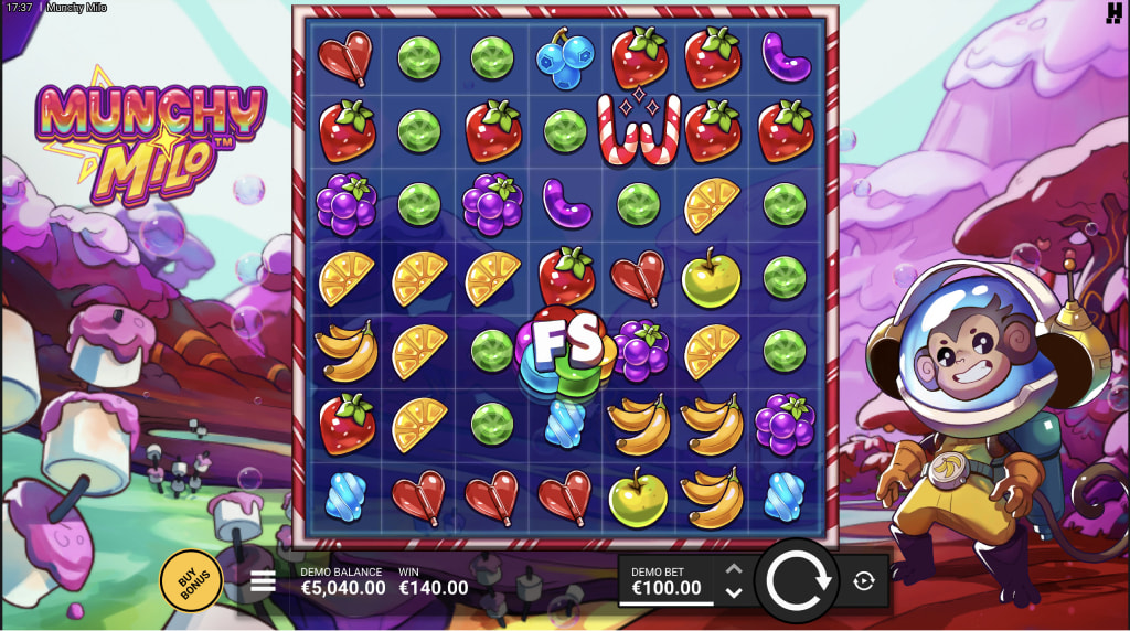 Skärmbild av det nya spelet Munchy Milo från Hacksaw Gaming