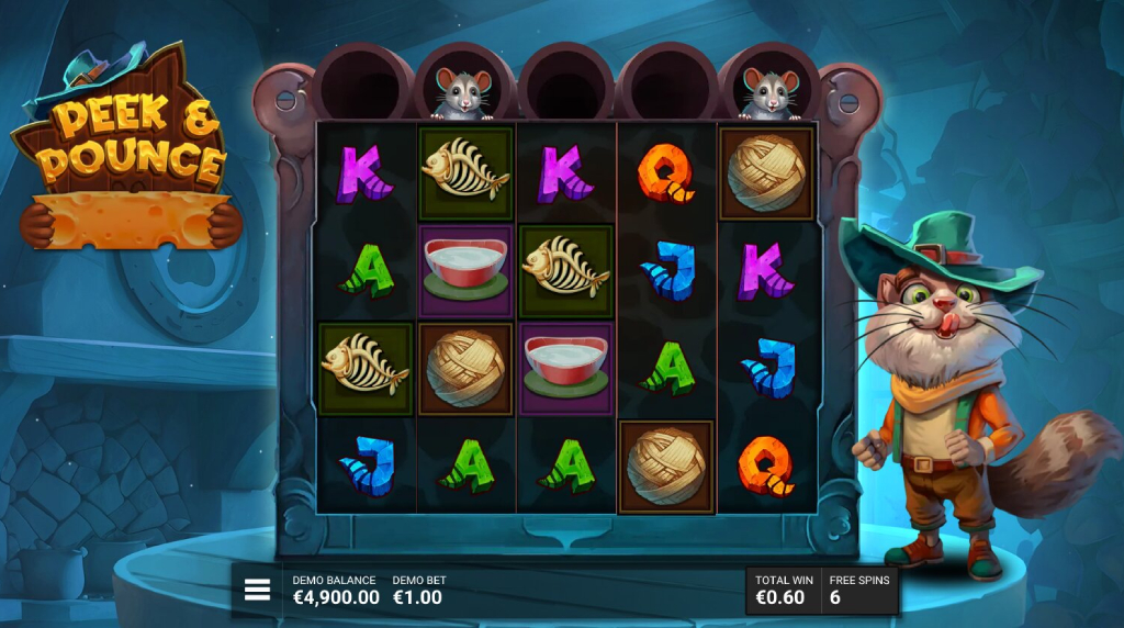 Screenshot from the Catch the Cheese Bonus Feature of Peek & Pounce