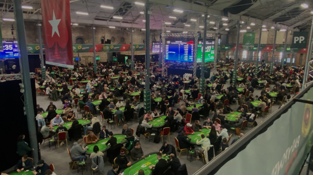 Rows of Poker Tables Seen from Above at the 2025 Irish Poker Open.