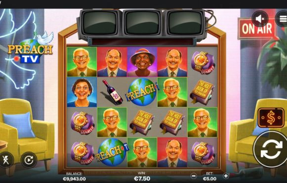 Screenshot from the New Preach TV Slot by Shady Lady