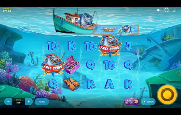 Screenshot from the new Shark Boss slot by Red Tiger