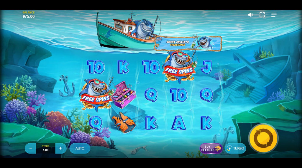 Screenshot from the new Shark Boss slot by Red Tiger
