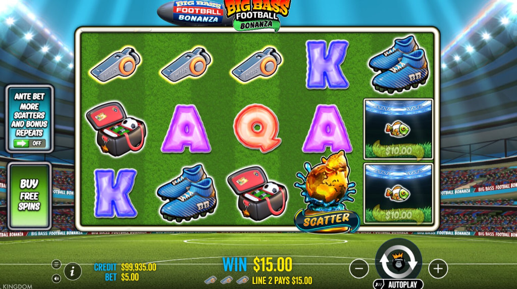 Screenshot from the New Big Bass Football Bonanza Slot by Pragmatic Play
