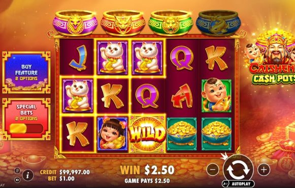 Screenshot from the New Caishen's Cash Pots Slot by Pragmatic Play