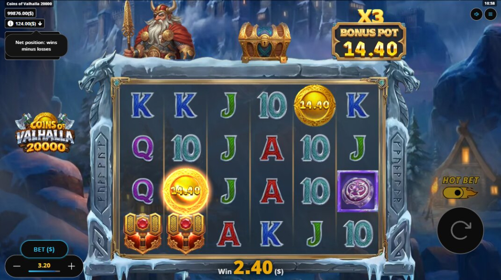 Screenshot from the Free Spins of Coins of Valhalla 20000