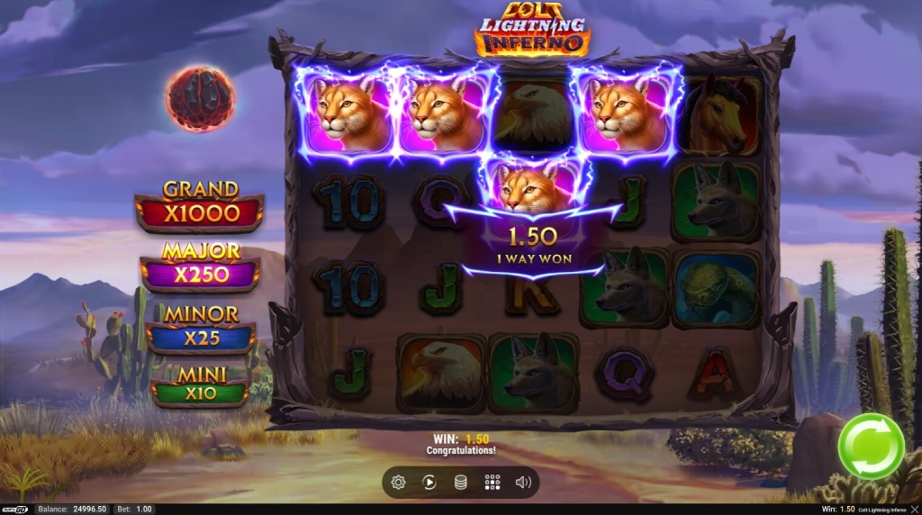 Screenshot from the New Colt Lightning Inferno Slot by Play'n GO