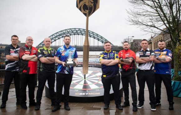 The Eight Players Contesting Darts' 2026 Premier League Pose in a Group Photo