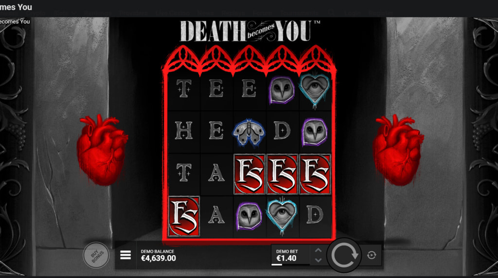 Screenshot from the New Death Becomes You Slot by Hacksaw Gaming