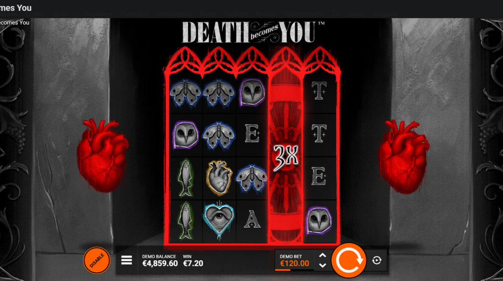 Screenshot from the Death Row Featurespins of Death Becomes You