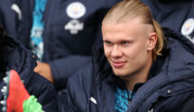 Erling Haaland on the Bench During a Match Between Manchester City and Crystal Palace.