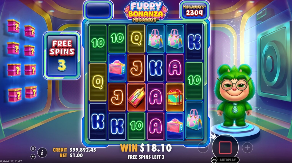 Screenshot from the Free Spins Round of Furry Bonanza Megaways