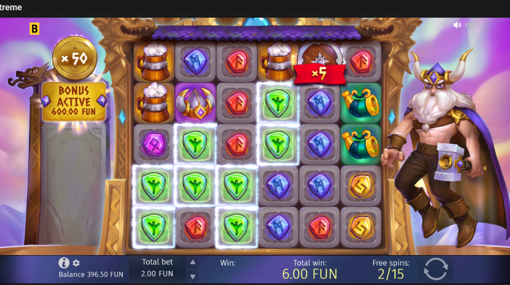 Screenshot from the Godlike Bonus of Gemhalla Xtreme