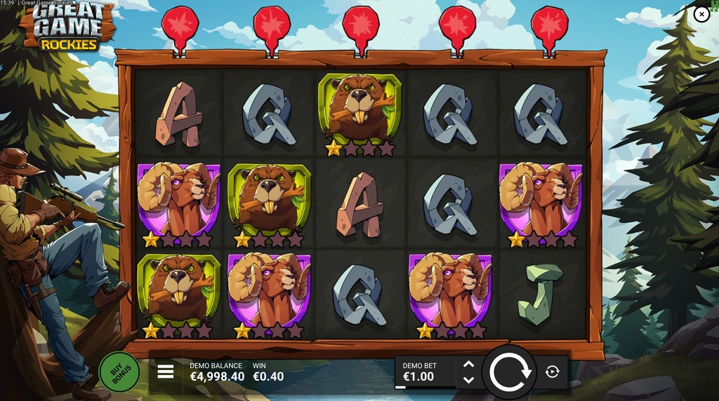 Screenshot from the New Great Game Rockies Slot by Hacksaw Gaming