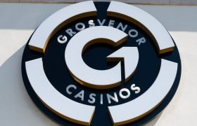 A General View of the Grosvenor Casinos Logo Sign in Southend-on-Sea.