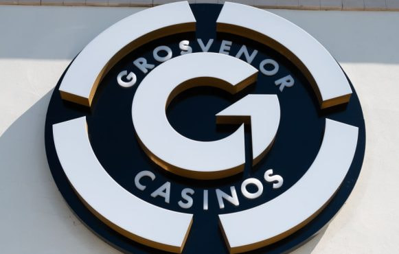 A General View of the Grosvenor Casinos Logo Sign in Southend-on-Sea.