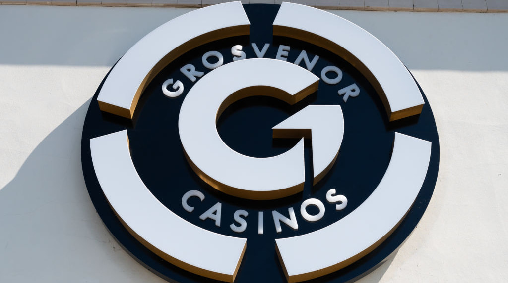 A General View of the Grosvenor Casinos Logo Sign in Southend-on-Sea.