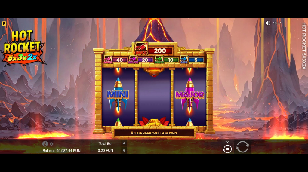 Screenshot of the Jackpot Round of Hot Rocket 5x 3x 2x 