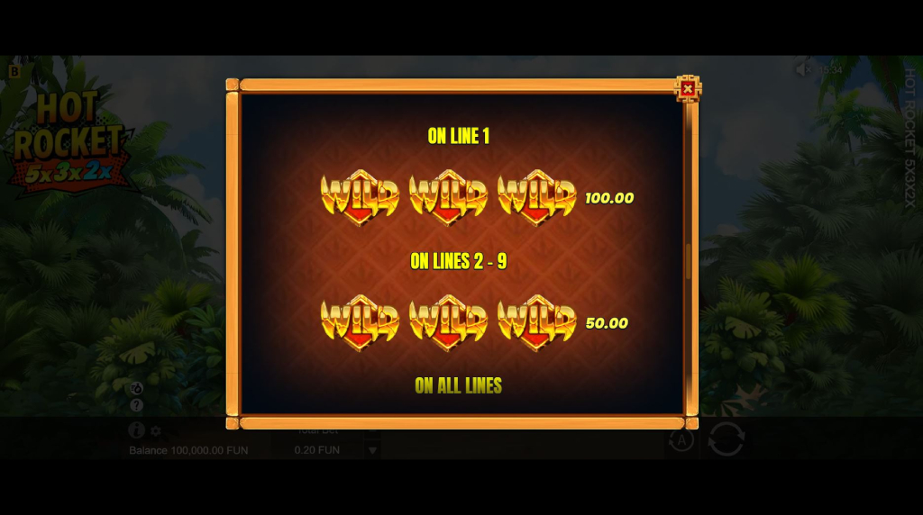 Screenshot of the Symbols of Hot Rocket 5x 3x 2x