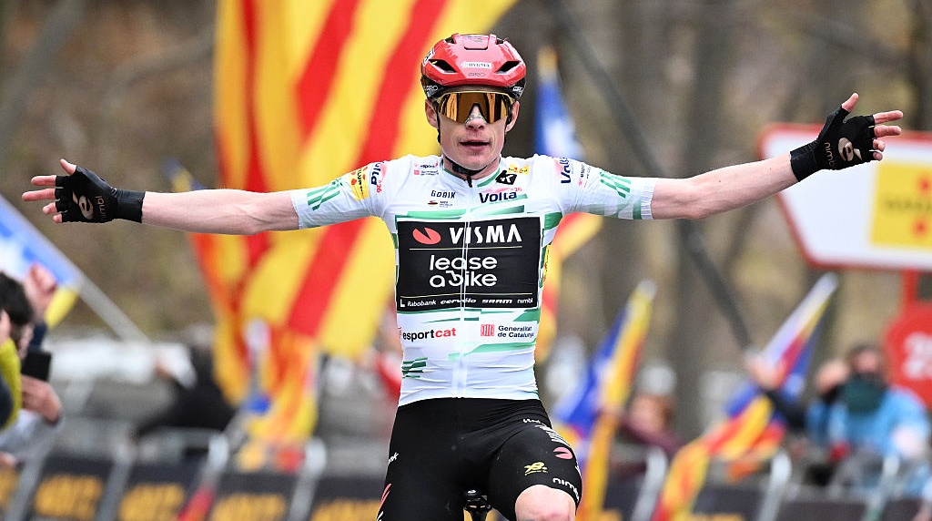 Jonas Vingegaard Winning a Stage of the 2026 Volta a Catalunya.