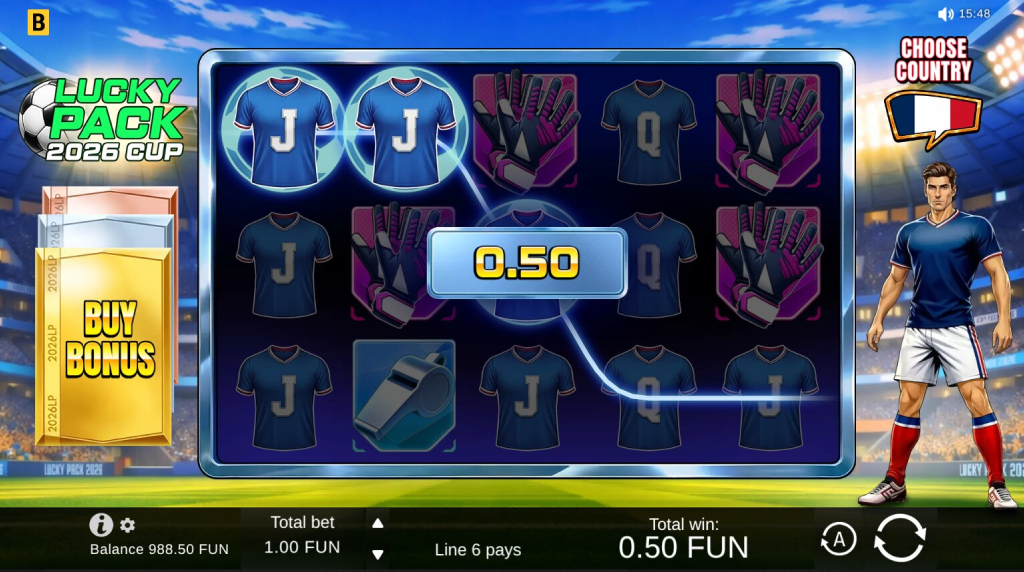 Screenshot from the New Lucky Pack 2026 Cup Slot by BGaming