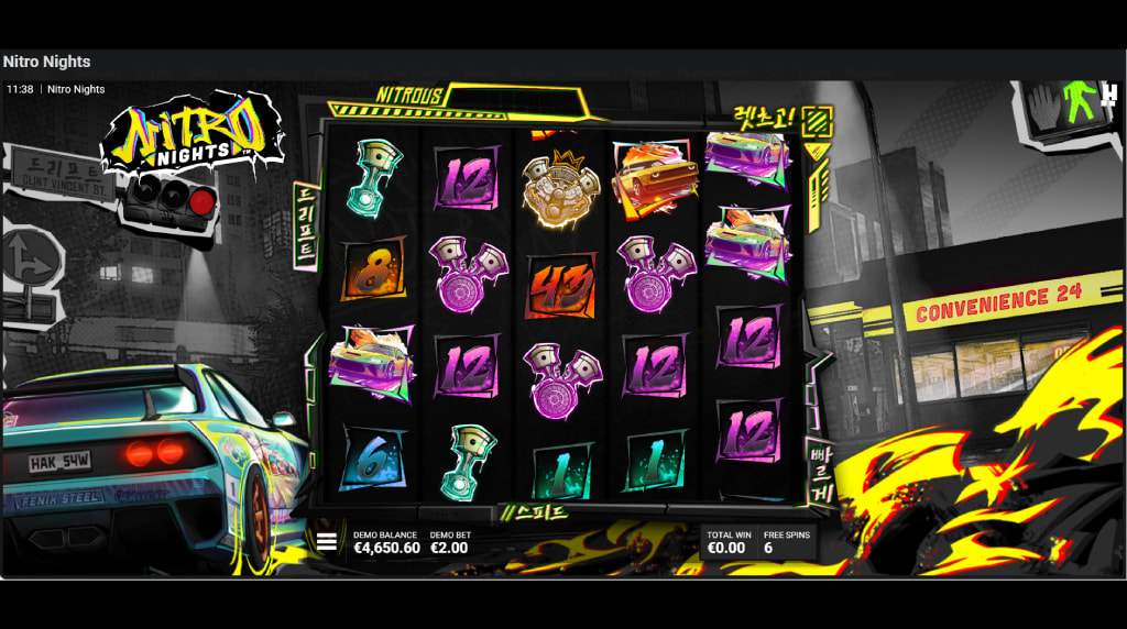 Screenshot from the New Nitro Nights Slot by Hacksaw Gaming