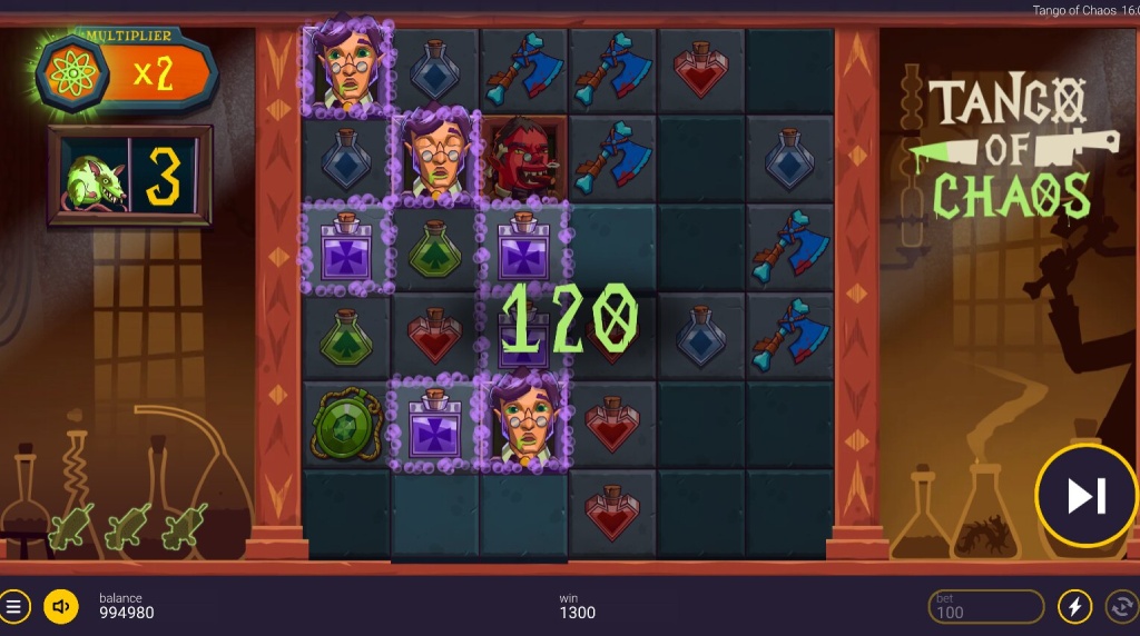 Screenshot from the Free Spins Feature of Tango of Chaos