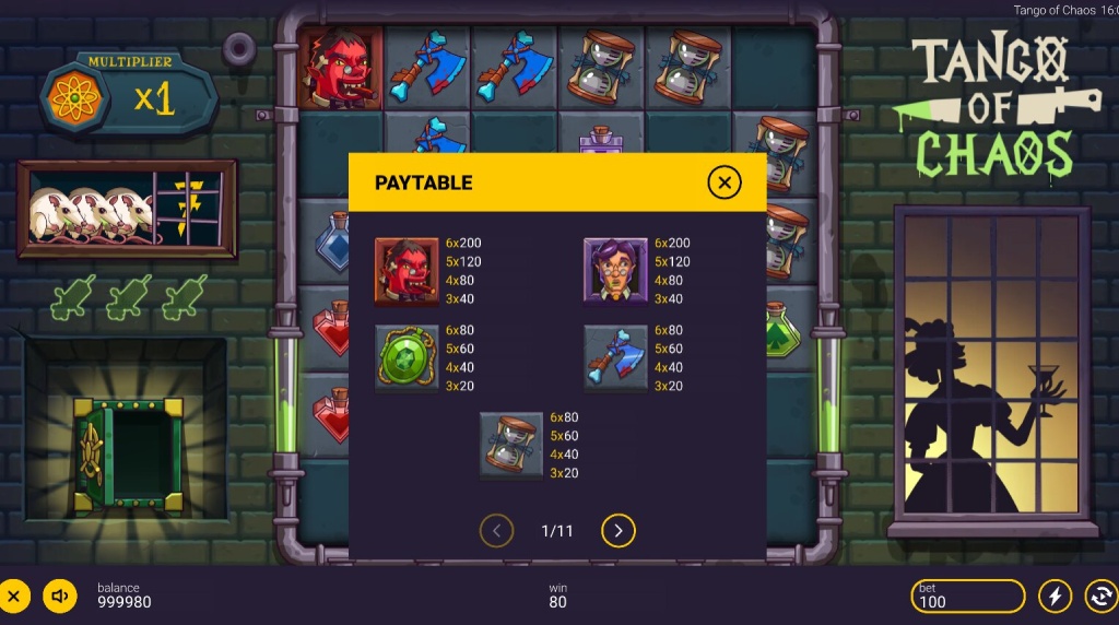 Screenshot from the Paytable of Tango of Chaos