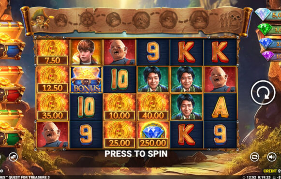 Screenshot from the New the Goonies Quest for Treasure 3 Slot by Blueprint Gaming
