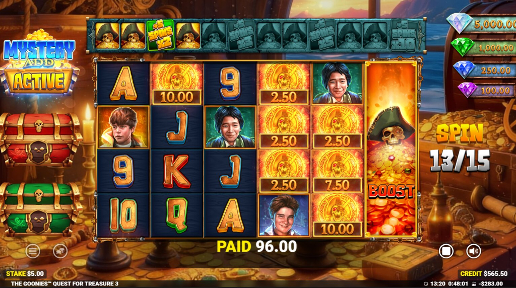Screenshot from the Treasure Spins of The Goonies Quest for Treasure 3