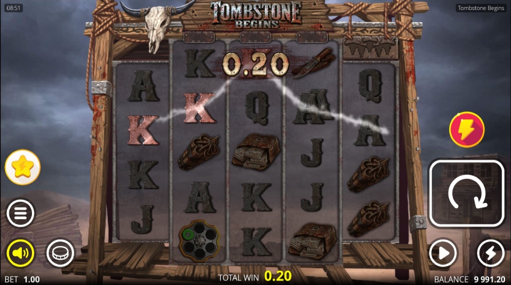Screenshot from the New Tombstone Begins Slot by Nolimit City