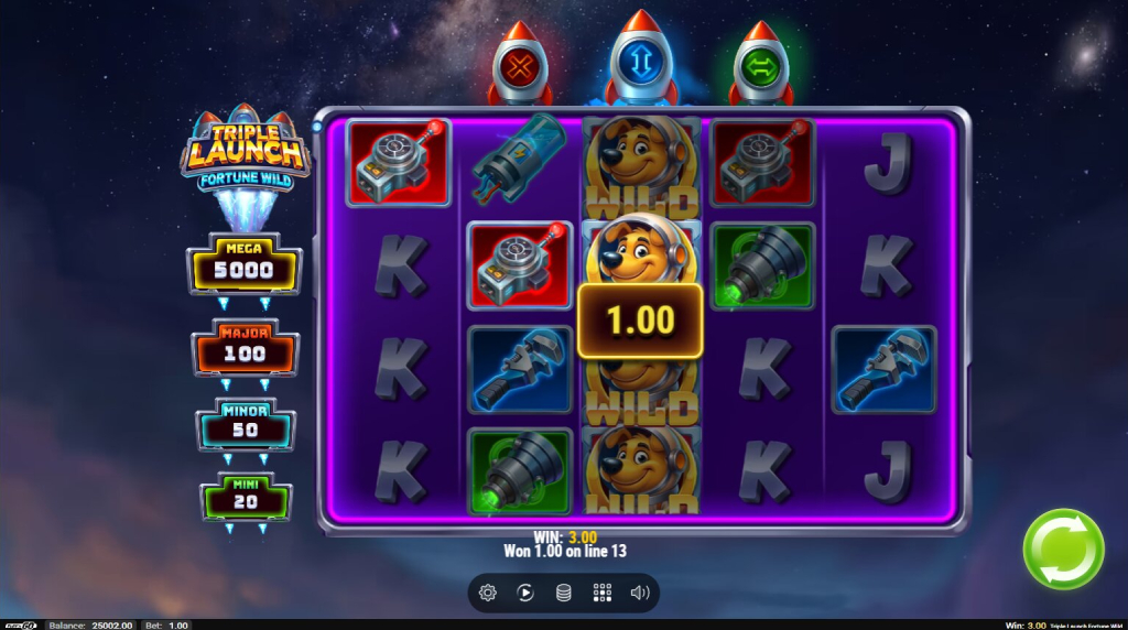 Screenshot from the New Triple Launch Fortune Wild Slot by Play'n GO