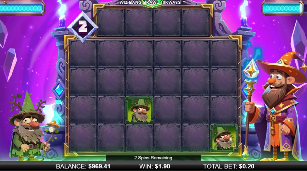 Screenshot of the Battle Spins of Wizbang Brawl 10K Ways